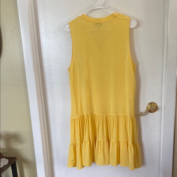 Bundle of Vibrant Yellow Sleeveless Dress and gold tone earrings. - Picture 4 of 5